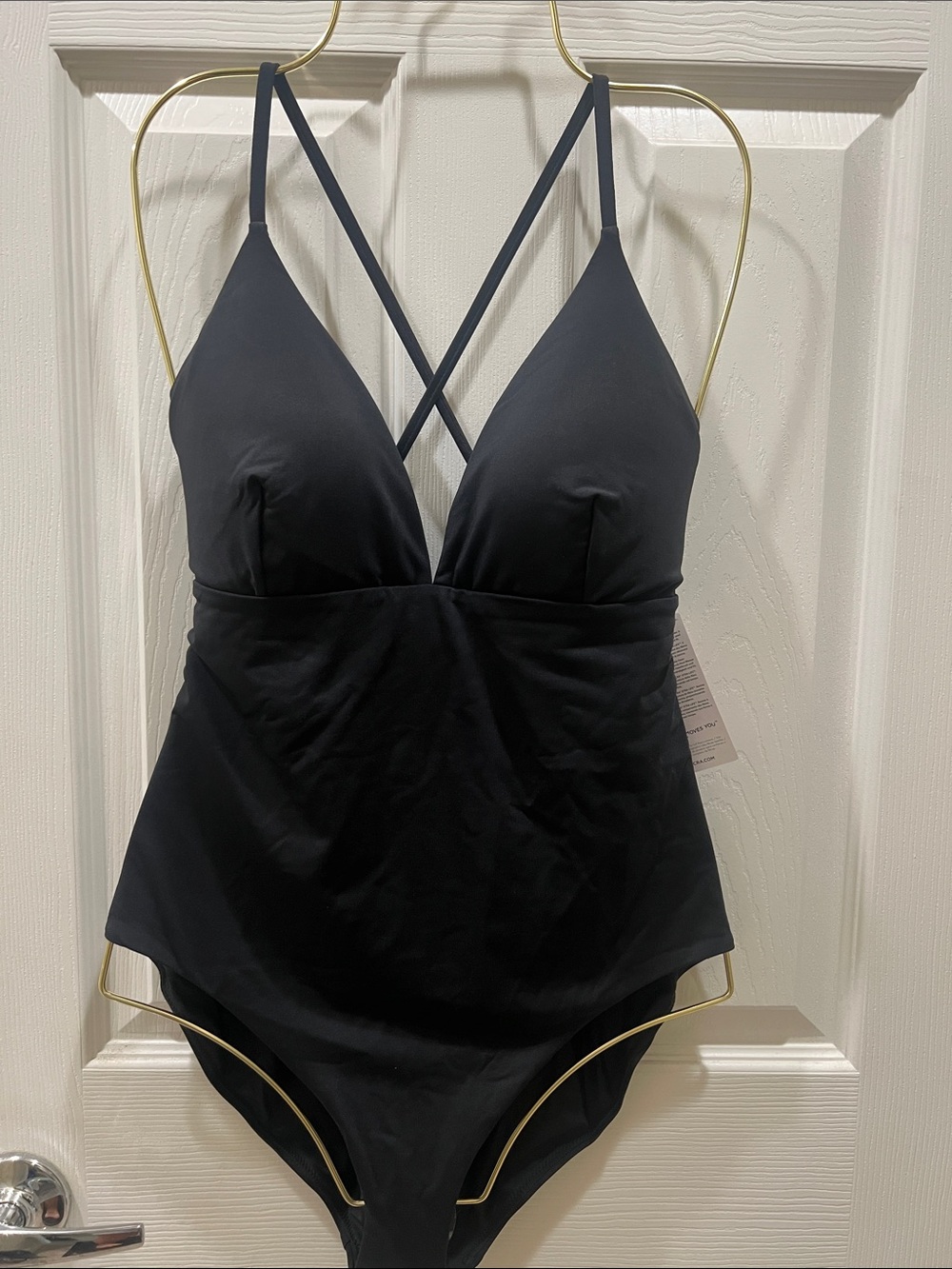 CALIA by Carrie Underwood Black One-Piece Swimsuit with Crisscross Straps